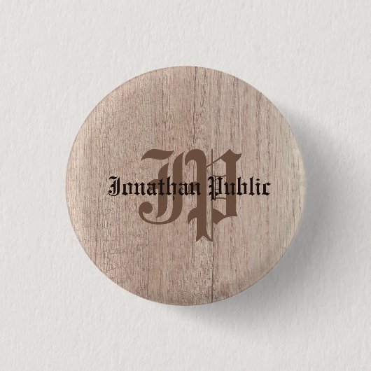 Vorlage für die Holzschau auf mit Monogramm Planke Button (Vorderseite)