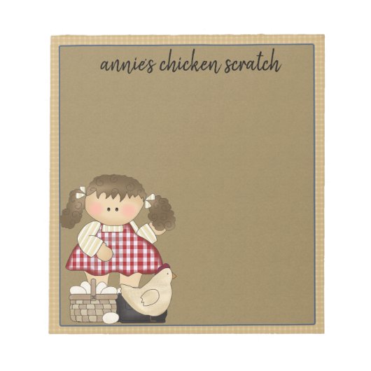 Vorlage für die Hühnersorte Notizblock (Vorderseite)