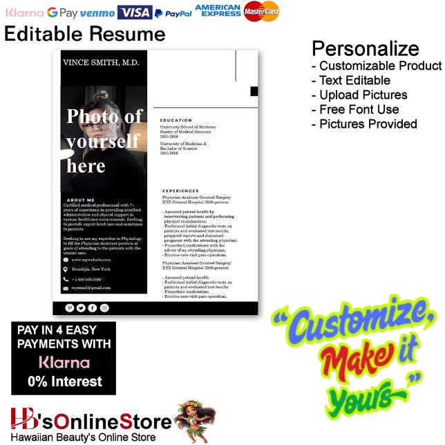 Vorlage für die individuell anpassbare Menge mit F Briefbogen (Customizable Resume Template with Photo Letterhead 3.)