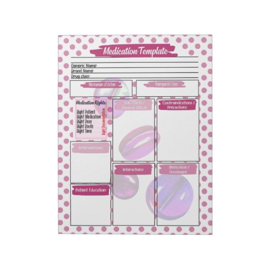 Vorlage für die Krankenpflege von Studierenden Notizblock (Rotiert)