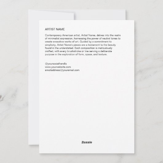 Vorlage für die Künstlerkarte Collage (Rückseite)