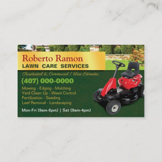 Vorlage für die Landschaftsschutzmäher für die Vis Visitenkarte (Rückseite)