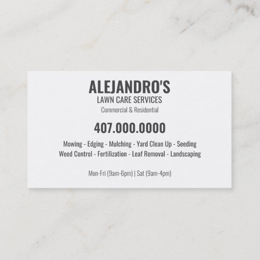 Vorlage für die Landschaftsschutzmäher für die Vis Visitenkarte (Rückseite)