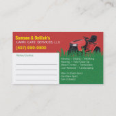 Vorlage für die Landschaftsschutzmäher für die Vis Visitenkarte (Rückseite)