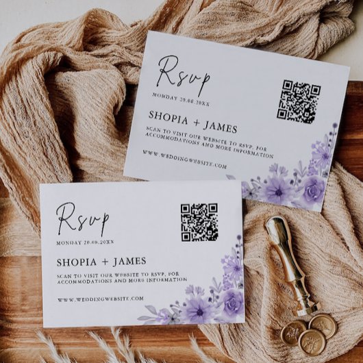 Vorlage für die lila Hochzeitskarte