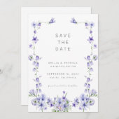 Vorlage für die lila Wildblume Save the Date (Vorne/Hinten)