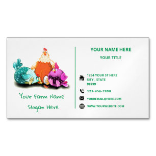 Vorlage für die Magnetkarte der Funny Farm Chicken Magnetische Visitenkarte