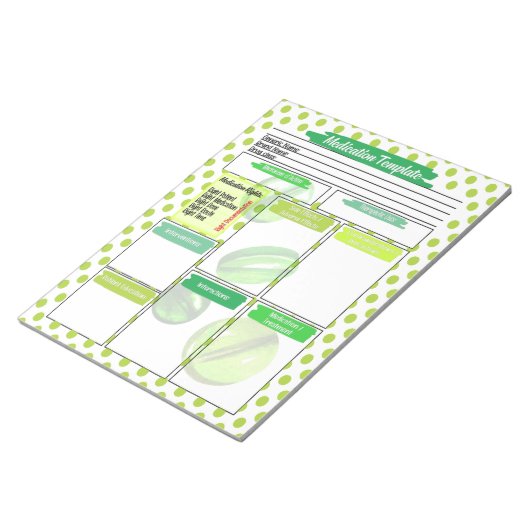 Vorlage für die Medikation von Krankenpflegern mit Notizblock (angewinkelt)