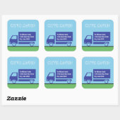 Vorlage für die Meldung "Fun Moving Truck" Quadratischer Aufkleber (Blatt)