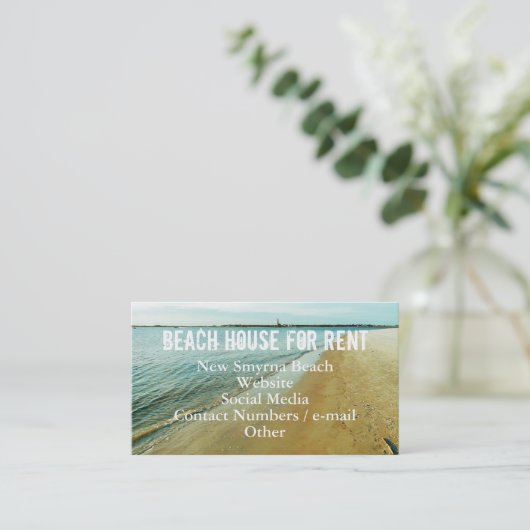 Vorlage für die Miete von Fotos für Beach House an Visitenkarte (Stehend Vorderseite)