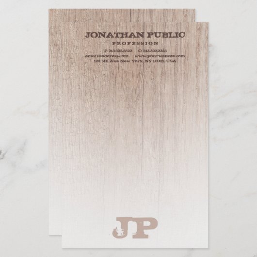 Vorlage für die mit Monogramm Braunholzplatte Briefpapier (Vorne/Hinten)