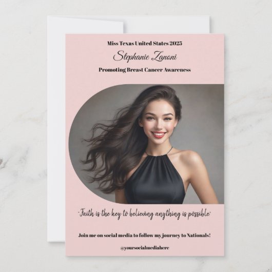 Vorlage für die Pageant-Sash-Autogrammkarte (Rückseite)