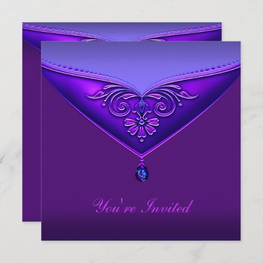 Vorlage für die Party Einladung von lila Jeden Anl (Vorne/Hinten)