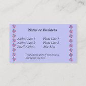 Vorlage für die persönliche Visitenkarte des Desig (Rückseite)