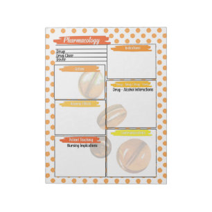 Vorlage für die Pharmakologie von Orange Healthcar Notizblock