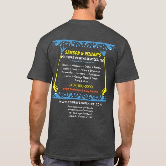 Vorlage für die "Pressure Washing & Cleaning Busin T-Shirt (Rückseite)