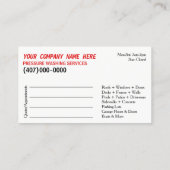 Vorlage für die "Pressure Washing & Cleaning Busin Terminkarte (Rückseite)