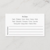 Vorlage für die "Pressure Washing & Cleaning Busin Visitenkarte (Rückseite)