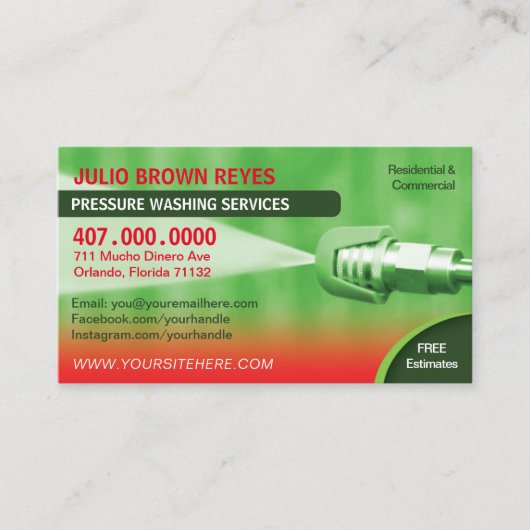Vorlage für die "Pressure Washing & Cleaning Busin Visitenkarte (Vorderseite)