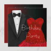 Vorlage für die Red Dress Party Einladung Black Tu (Vorne/Hinten)