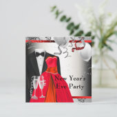 Vorlage für die Red Dress Party Einladung Black Tu (Stehend Vorderseite)
