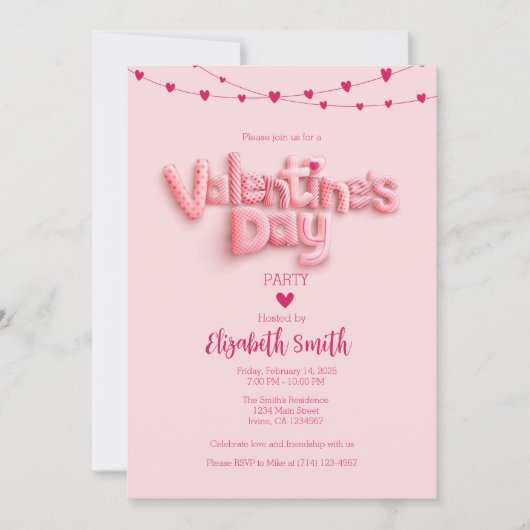 Vorlage für die romantische Valentinstag-Party Ein (Vorderseite)