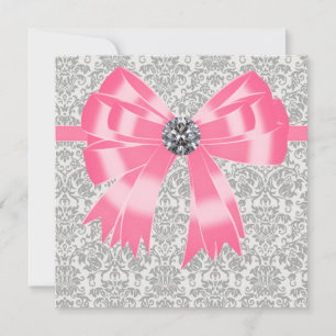 Vorlage für die rosa graue Damaske-Party Einladung