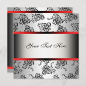 Vorlage für die rote schwarze Damaske-Party Einlad (Vorne/Hinten)