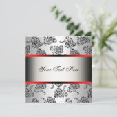 Vorlage für die rote schwarze Damaske-Party Einlad (Stehend Vorderseite)