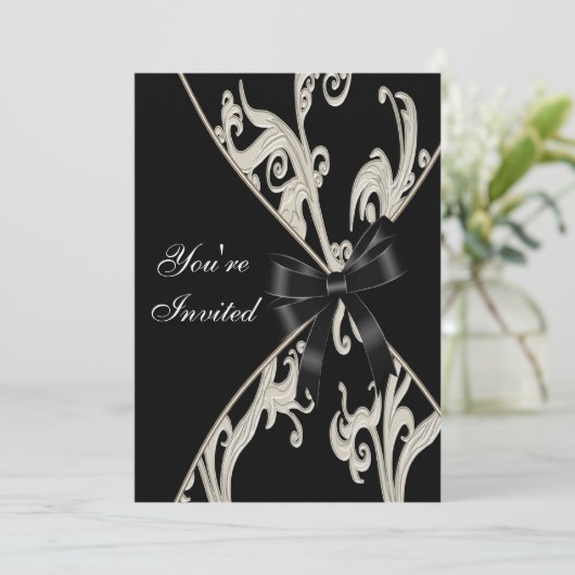 Vorlage für die Schwarz-weiße Party Einladung der (Stehend Vorderseite)
