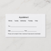 Vorlage für die Terminierung von Visitenkarten Visitenkarte (Rückseite)