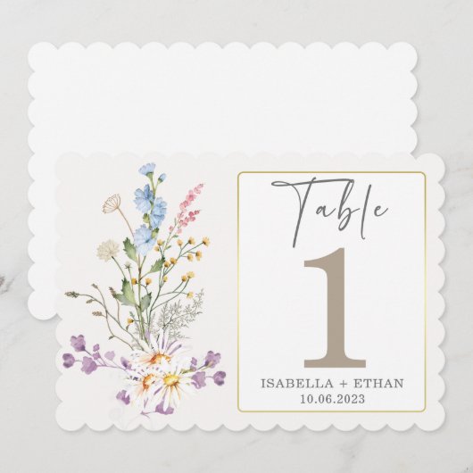 Vorlage für die Tischnummer der Wildblume (Vorne/Hinten)