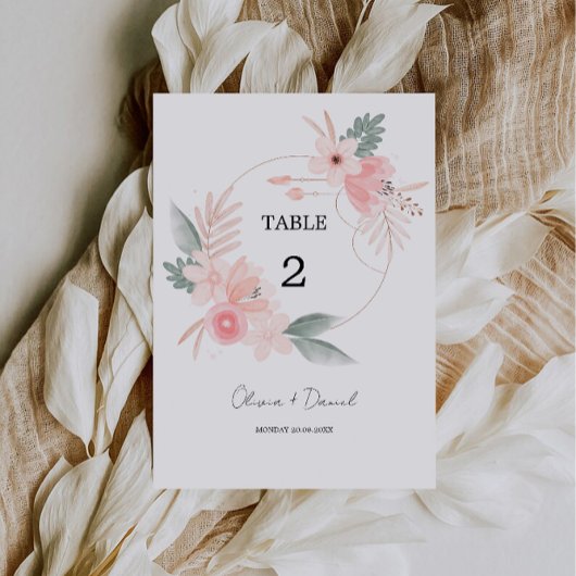 Vorlage für die Tischnummer der Wildblume, Minimal