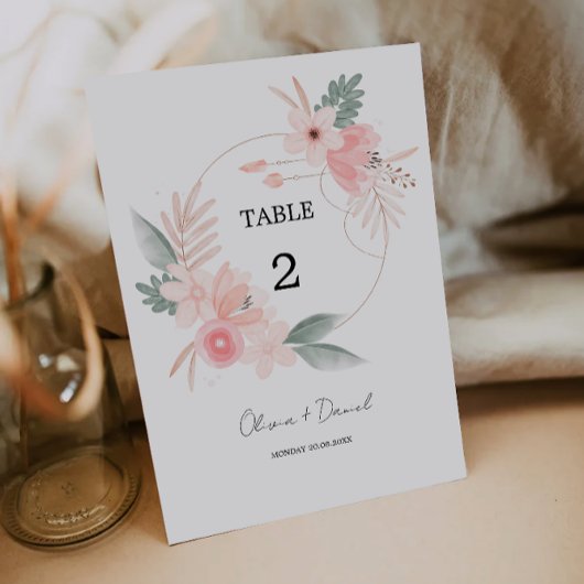 Vorlage für die Tischnummer der Wildblume, Minimal