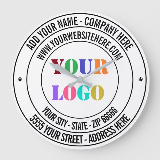 Vorlage für die unternehmensspezifische Logokombin Große Wanduhr (Vorderseite)