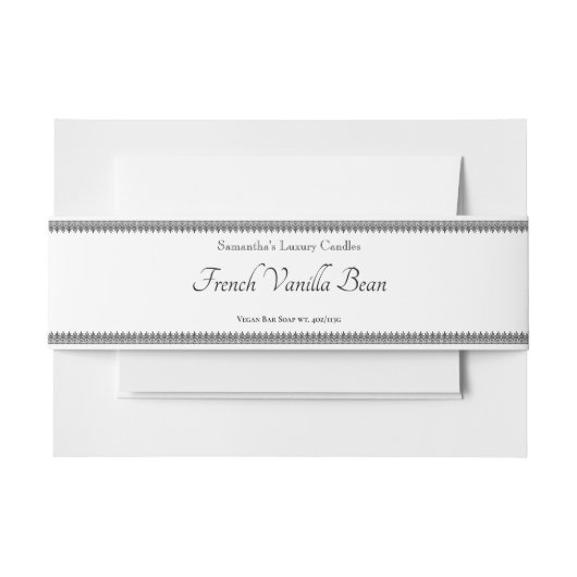 Vorlage für die Vintage schwarze Seife Einladungsbanderole (Vorderseite Beispiel)