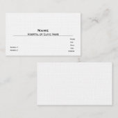 Vorlage für die Visitenkarte (Vorne/Hinten)