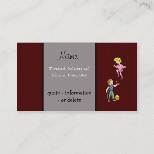 Vorlage für die Visitenkarte der Mama Telefonnummerkarte (Vorderseite)