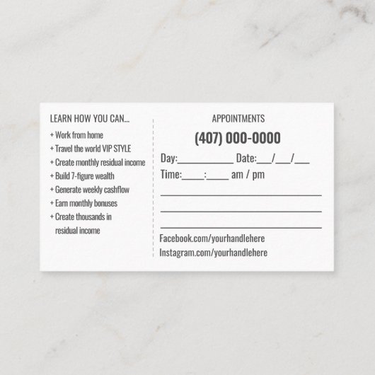 Vorlage für die Visitenkarte des Agenten (Rückseite)