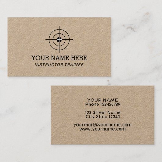 Vorlage für die Visitenkarte des Crosshair Target- (Vorne/Hinten)