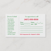 Vorlage für die Visitenkarte für afrikanische Haar Terminkarte (Rückseite)