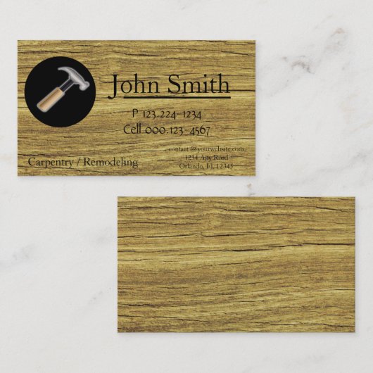 Vorlage für die Visitenkarte für den Carpentry-Com (Vorne/Hinten)