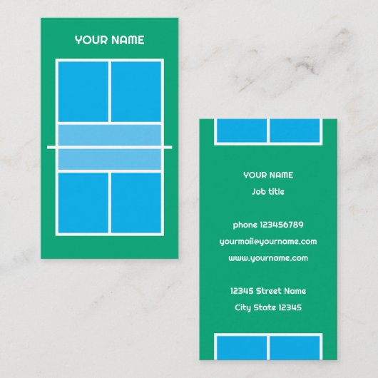 Vorlage für die Visitenkarte für den Pickleball (Vorne/Hinten)