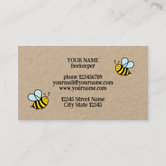 Vorlage für die Visitenkarte für Imkereien (Rückseite)