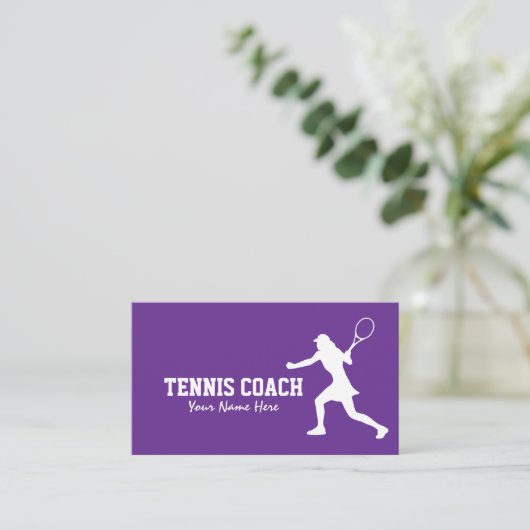 Vorlage für die weibliche Tennis-Coach-Visitenkart Visitenkarte (Stehend Vorderseite)