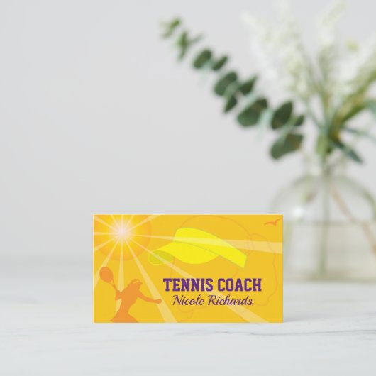 Vorlage für die weibliche Tennis-Coach-Visitenkart Visitenkarte (Stehend Vorderseite)