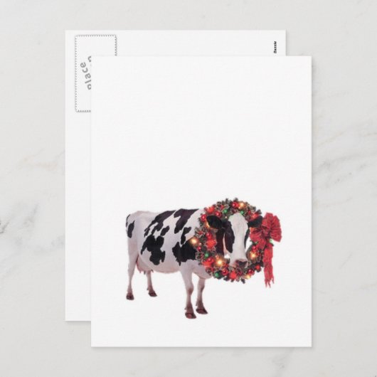 Vorlage für die Weihnachtskuh-Postkarte (Vorne/Hinten)