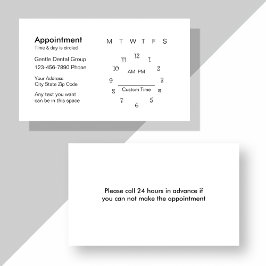 Vorlage für die Zahnarztbestellung Terminkarte