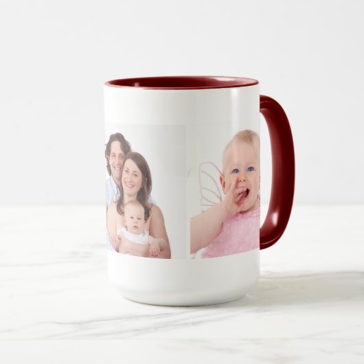 Vorlage für drei Fotos Personalisiert Tasse (VorderseiteRechts)