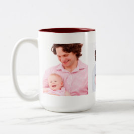 Vorlage für drei Fotos Personalisiert Zweifarbige Tasse